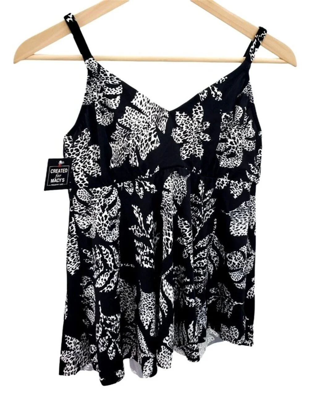 Swim Solutions 8 Bikini Top Bathing Suit Spotted Leaf Underwire Tankini Swimwear